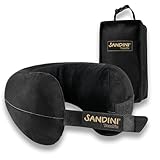 SANDINI TravelFix – Premium Reisekissen/Nackenkissen mit ergonomischer Stützfunktion – Gratis Transporttasche mit Befestigungs-Clip - Made in EU