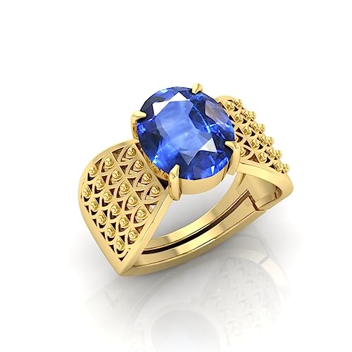 Bague saphir bleu véritable non chauffé en plaqué or pour éviter les imitations - 2