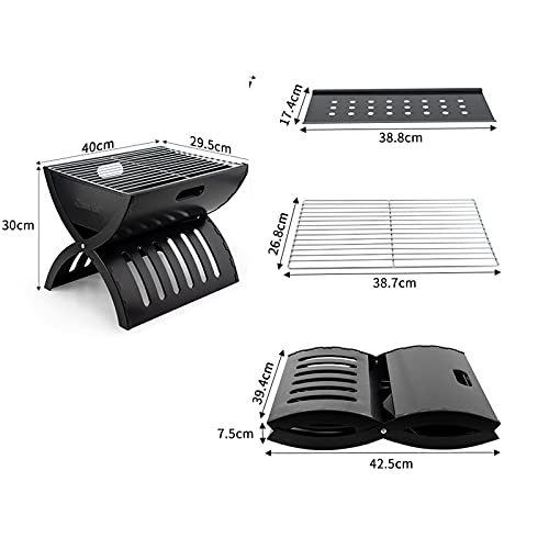 Gril à charbon de bois portable compact barbecue de balcon pliant - 2