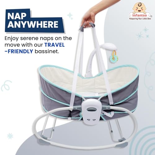 Image of Infantso 5 in 1 Premium Baby Rocker for 0 to 2 Years, Chair for Newborn with Neck Pillow, Calming Vibrations, Music & Hanging Toys, 3 Position Adjustable Backrest Toddler Swing