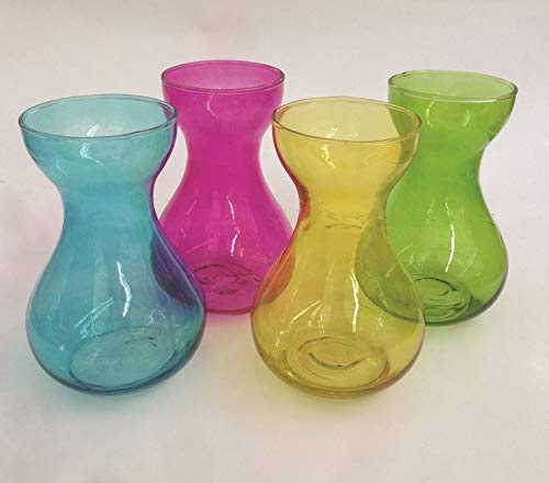 Verde: Jarra de bulbo de jacinto x 2. Atractivo jarrón de vidrio de color bulbo