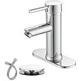Greenspring Bathroom Sink Faucet Matching Drain Assembly Single Handle One Hole Deck Mount Lavatory Faucet Stainless Steel Chrome