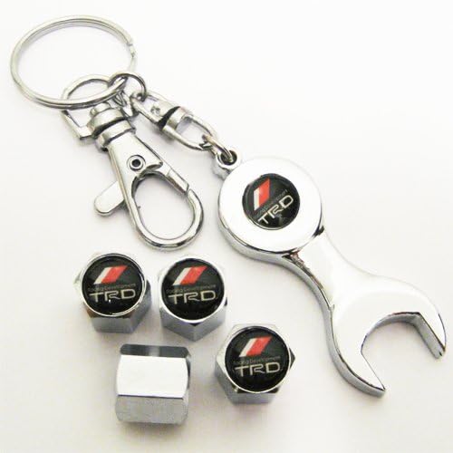 TRD Tire Valve Caps with Wrench Keychain