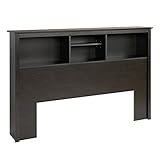 Prepac Twin Bookcase Headboard, Full/Queen, Washed Black
