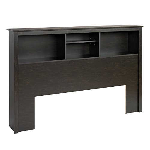 Prepac Twin Bookcase Headboard, Full/Queen, Washed Black