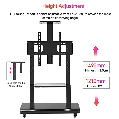 Soporte móvil para TV con ruedas ajustable 121-149 cm miniatura 5