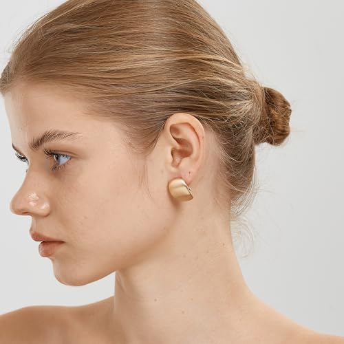 FANZE 2 Pairs Matte Gold Sliver Clip on Earrings for Women No Piercing Button Earring Comfortable Fashion Jewelry Gift4