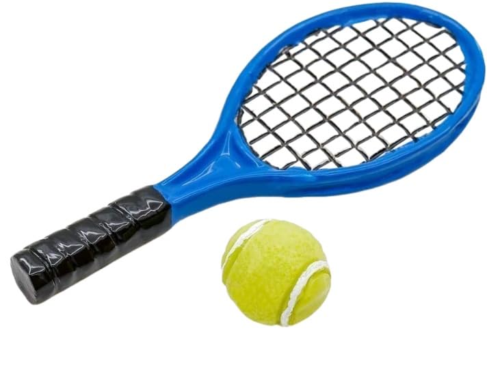 Blue and Green Miniature Tennis Racket Set, 1/12 Scale Accessories, Mini Racket Set, Small Tennis