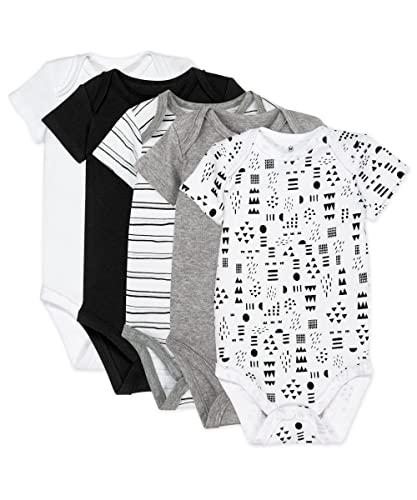 Image of HonestBaby 5-pack Short Sleeve Bodysuits One-piece 100% Organic Cotton for Infant Baby Boys