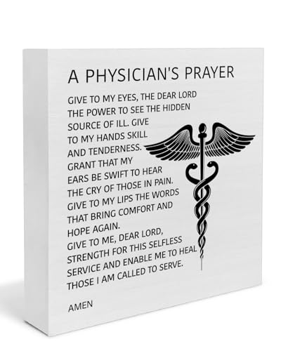 Doctor Gifts for Men Women, Residency Med School Graduation Gifts, Physicians Prayer Wooden Box Sign, Medical Decor for Home Office