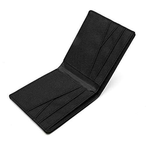 Lanyani Mens Minimalist Slim Fabric Wallet Bifold Rfid Blocking Thin Small Front Pocket Wallet Boys (Black) #TOP1