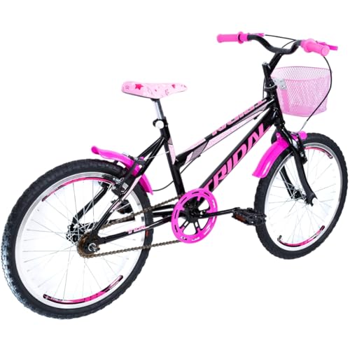 Bicicleta Infantil Aro 20 Feminina Tridal com Cestinha (Preto)