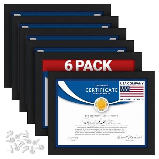 Icona Bay 8.5x11 Diploma Frames (Black, 6 Pack), Sturdy Wood Composite Certificate Frames, Sleek Document Frames Bulk, Sleek Design, Table Top or Wall Mount, Exclusives Collection