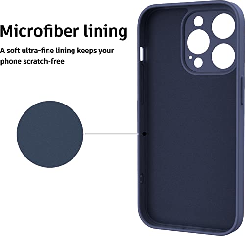 Image of Elzzi Microfiber Square Candy Case Compatible for iPhone 14 PRO MAX, Shockproof Slim Back Cover Liquid Silicone Case -Forest Green (Navy Blue)