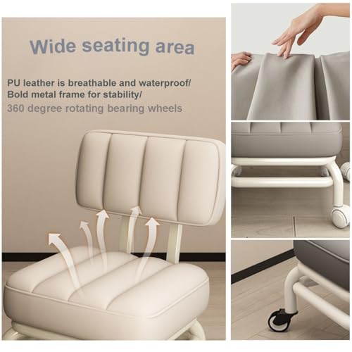 Sgabello con supporto posteriore, in morbida pelle PU, girevole a 360 gradi, struttura in metallo per casa, ufficio, garage, massaggi
