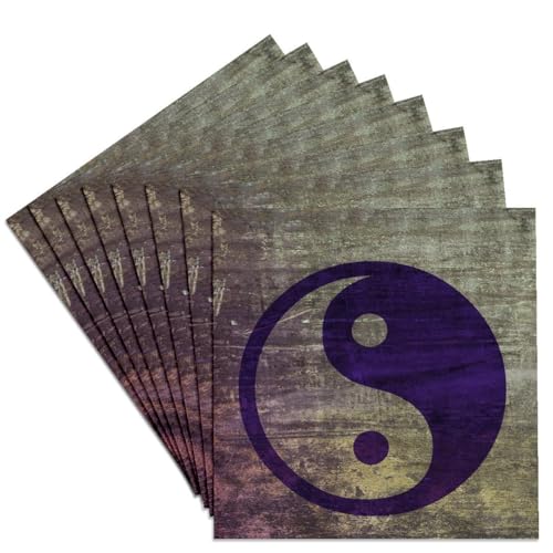 3dRose Purple Abstract Yin Yang- Balance- Inspirational- Spirituality Set of 8 Ceramic Tile Coasters