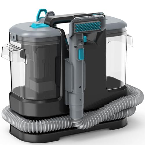 T/F Black/Blue, 450W Carpet Cleaner Machines with Handheld Pet Brush | Remove spills, stains and pet messes | Extra-wide Cleaning Tool | Perfect for Home and Car - 1.8L Capacity Twin Tank Spot Washer