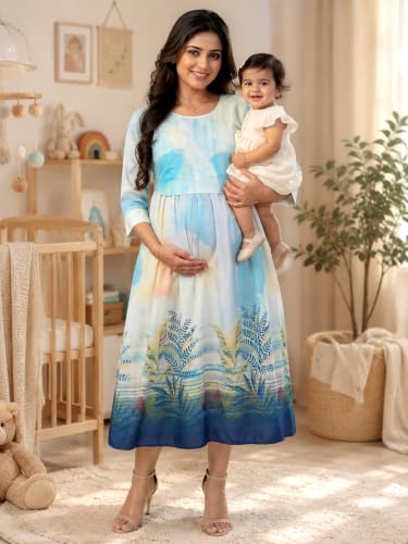 Image of RITIJYA Zipless Feeding Kurta Dress for Women | Maternity Nursing Kurti, No-Zip Easy Access | Extra Pleats Pre to Post Pregnancy | Quick-Dry Fabric | S-4XL
