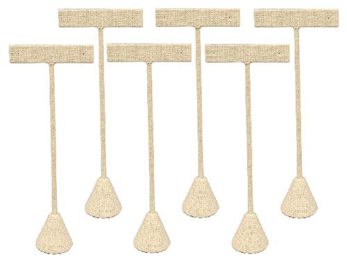 FlanicaUSA T- Shape Style Earring Display 5.75" H - Pack of 6 (Linen)