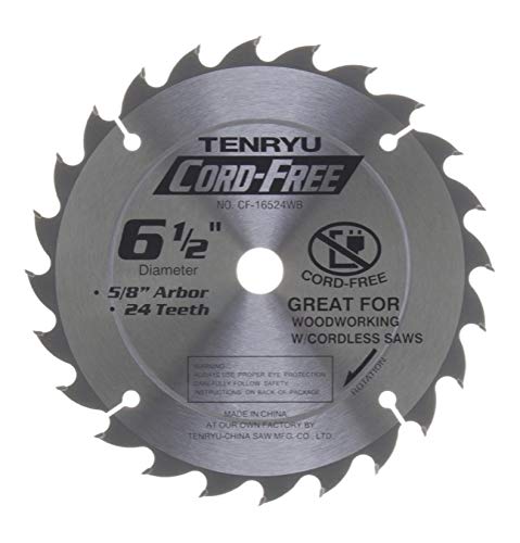 Tenryu CF-16524WB 6-1/2" 24T 5/8" Arbor, 0.059 Kerf, 3900 RPM, Cordless Trim