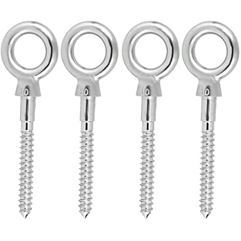 Abimars Eye Bolts by Load Capacity 1000lbs, 4PCS M10 316 Stainless Steel Eye Hooks Screw in Heavy Duty for Hanging Hammocks, Swing Chairs, Heavy-Duty Suspension Cover