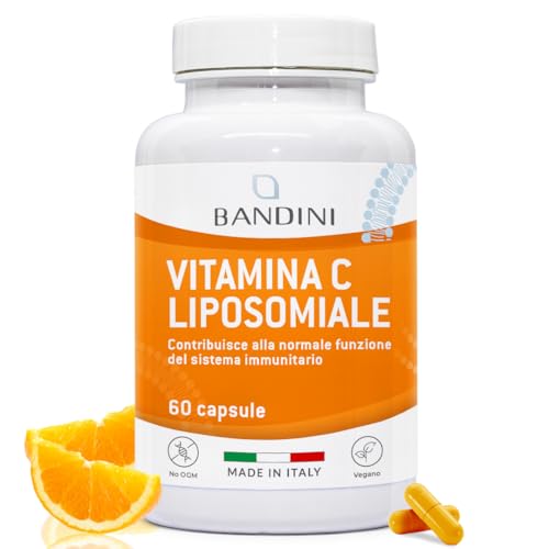 Bandini® Vitamina C Liposomiale 800mg ad Alto Dosaggio, Vitamin C Concentrata Acido Ascorbico da Fermentazione del Mais, 60 Capsule, 100% Vegan, Integratore Difese Immunitarie, No OGM, Made in Italy