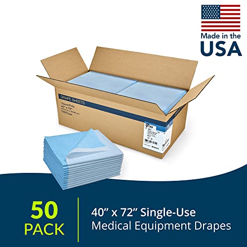 TIDI 357 Avalon Single-Use Medical Equipment Drape, Blue, 40" W x 72" L (Pack of 50) ― Disposable Stretcher Sheet ― Embossed ― 1-Ply Tissue ― Poly Back To Help Prevent Leak-Through ― Medical Supplies - Thumbnail 2