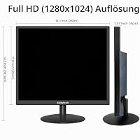 SKitphrati 17 Zoll Monitor HD 1280 X 1024 Bildschirm mit VGA, HDMI, 5:4 Seitenverhältnis, 75 Hz, VESA montierbar, TN Panel Monitor für PC, Computer, Laptop, Schwarz – Ansicht 6