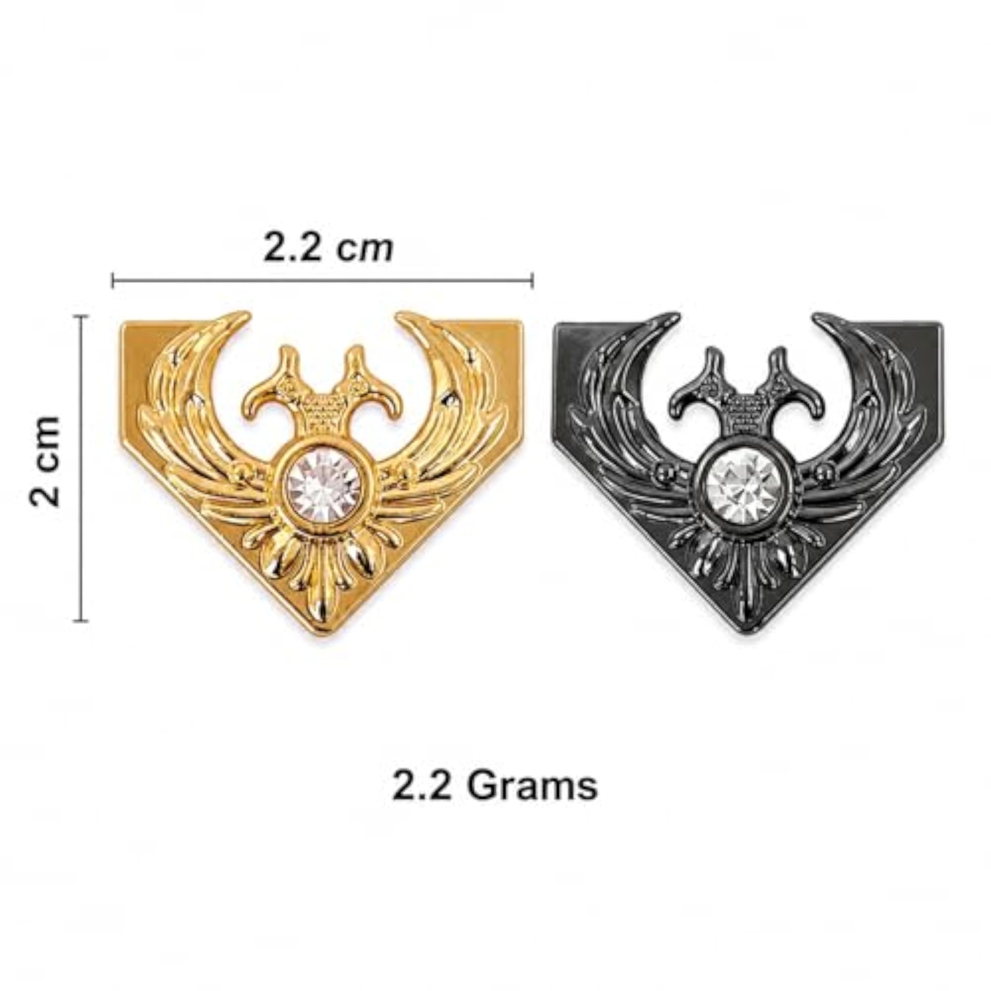 Viking Collar Tips & Lapel Pin Set - Diamond Studded Metal Brooch Button Clip