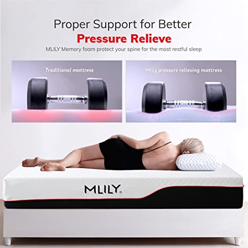 Image of MLILY 12 Inch Queen Mattress, Manchester United Memory Foam Medium Plush Mattress in a Box, Charcoal Gel Cooling Bamboo Mattress, CertiPUR-US Certified Made in USA, 38 inchx75 inchx12 inch White