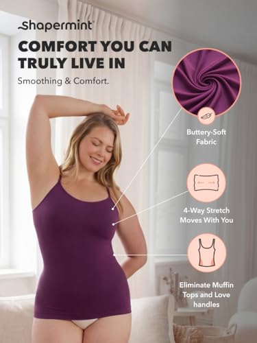 Image of SHAPERMINT Womens Tops - Scoop Neck Cami Body Shaper for Women, Shapewear Tummy Control, Camisole Tank Tops for Women
