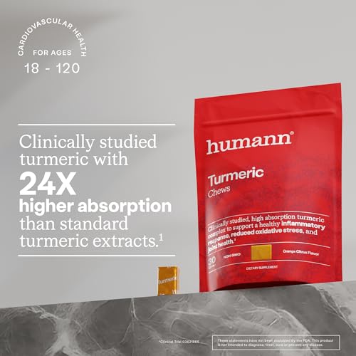 Humann Turmeric Chews Supplement – Clinically Studied High Absorption Curcumin Complex - Orange Citrus Flavor – from SuperBeets Makers – Joint Health – 30 Count