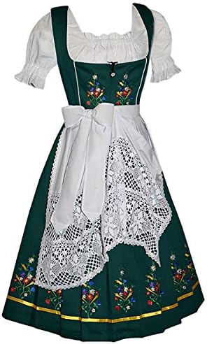 Dirndl Trachten Haus 3-Piece Long German Wear Party Oktoberfest Waitress Dress