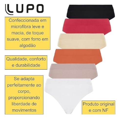 5 Calcinhas Loba Lupo Sem Costura Clássica Microfibra Feminino Adulto, 5 Nude, GG