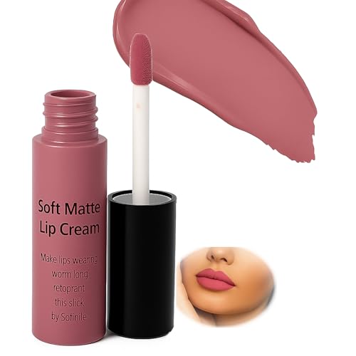 Velvet Matte Liquid Lipstick - Long Lasting Soft Rose Nude Color, Lightweight Comfortable Formula, Transfer Proof Waterproof Lip Gloss for All Day Wear, Smooth Velvet Finish (#601 Rose Nude)