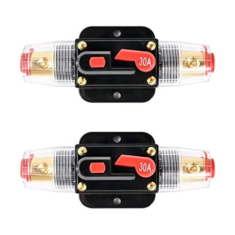 QWORK 2 Pack 30 Amp DC Resettable Fuse Circuit Breaker Cover