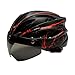 Zeroall Casco de Bicicleta Ligero para Hombre Mujer 56-62cm Tamaño Ajustable Casco de Ciclo con Gafas Magnéticas Desmontable Cascos de Ciclismo para Bicicleta Patineta Scooter(Negro Rojo)