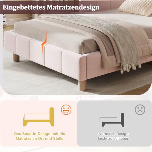 Cama de seguridad de 90x200 rosa para transformar el dormitorio infantil 7