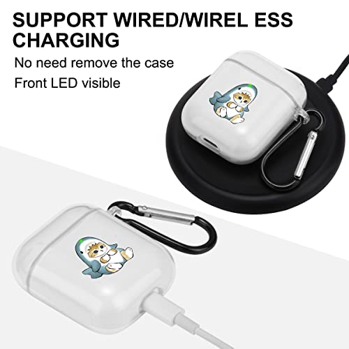 Cute Fish Cat Designed For 1St&2Nd Generation Airpods Case, Shockproof Case Clear Soft Tpu Protective Cover Compatible With Apple Airpods 2&1 With Keychain Animal Pattern For Women Girls #TOP3