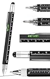 Muzztech Multifunction 6 in 1 Tool with Ballpoint Pen, Touch Screen Stylus, Ruler, Spirit Level, Flat-head Screwdriver, All-in-One Tech-Tool Gadgets for Mens Gifts, Aluminium