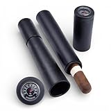 Butt Bat 2 Black Single Cigar Airtight Storage Travel Tubes Telescoping Crush-Proof Humidor Holder with Built in Hygrometer,2 Count (Pack of 1)