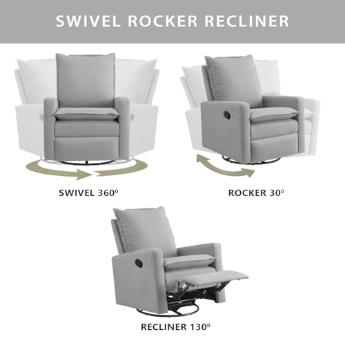 Image of Oxford Baby Uptown Upholstered Swivel Glider and Recliner Nursery Chair, Gray