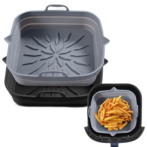 Large Pack of 2 Silicone Air Fryer Liners – Reusable Airfryer Liners for Ninja Air Fryer & Tower T17088 – Heat-Resistant, Non-Stick, BPA-Free Ninja Air Fryer Liners for Air Fryers, Ovens
