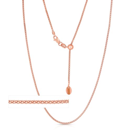 Floreo 14k Yellow Gold or White Gold or Rose Gold 1.5mm Adjustable Round Popcorn Chain with Heart Charm Necklace, 22 Inch4