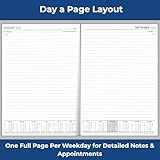 2026 A4 Day a Page Diary – Full Year Hardback Casebound Organiser – Day per Page Desk Diary Planner for Home Office School & Work – UK Focused Diaries with Durable Covers & Ribbon Page Marker (Red) - Image 3