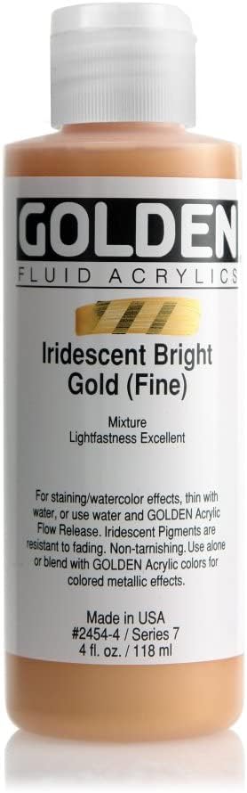 Golden Fluid Acrylic, 4 ounce bottle, Iridescent Bright Gold Fine