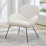 chairus Sillones de Salón Modernos Sillón Escandinavo de Piel Sintética, Blanco
