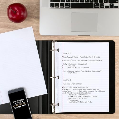 Five Star Papel de folha solta + aplicativo de estudo, papel para caderno, papel pautado para faculd