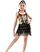 Astage Ragazza Latin Salsa Tango Ritmi Dance Costume Paillettes Fringe Vestito Nero