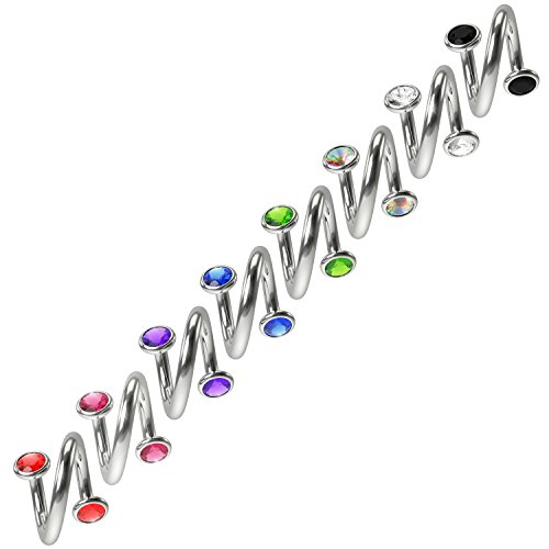 Evonix BQTWBBHB-CZ Bling Piercing 2Pc Crystal Cz Twisted Barbell 16G Spiral Twist Earrings Cartilage Lip Ring Twister 8Mm thumb #2